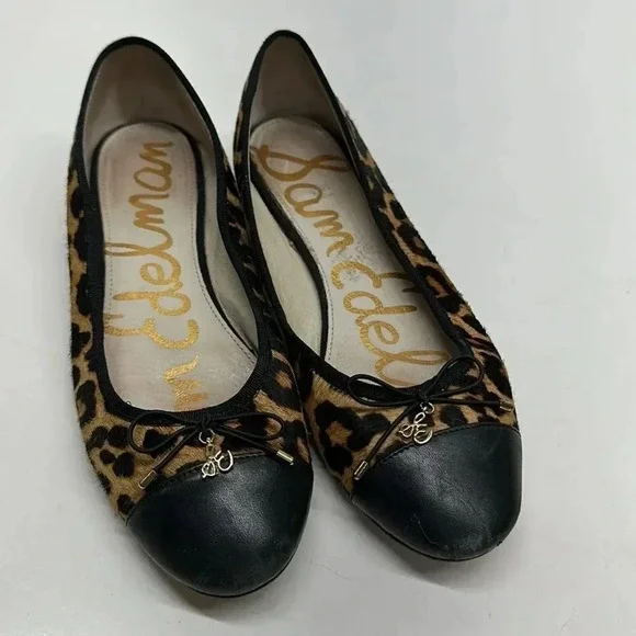 Sam Edelman Sara Ballet Flats Pony Hair Cap Toe Leather Slip On Shoes Size 7 - Picture 2 of 12